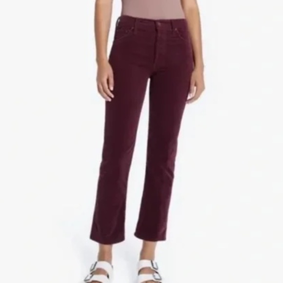 Mother The Hustler Ankle Fray Corduroy Pants in Grape Size 27 Gently Used - Picture 1 of 7